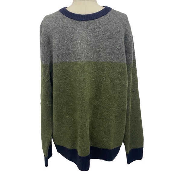 Men's Standard Fit Crewneck Pullover Sweater Goodfellow & Co™Green/Grey Size XXL - Picture 3 of 7